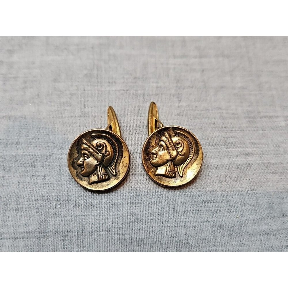 Vintage Men's Cufflinks, Gold Tone/Bronze Tone, Roman Soldier Design